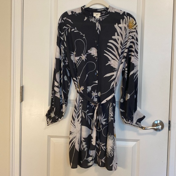 Anna Glover X HM Women's Navy Button Up Floral Shirt Mini Dress Boho - Picture 7 of 8